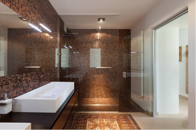 Glass shower door and shower enclosure that is made of tempered glass.